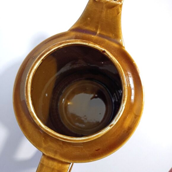 Vintage Brown Geometric Ceramic Coffee Pot / Teapot Made in Japan Lidded Pitcher - Picture 6 of 6